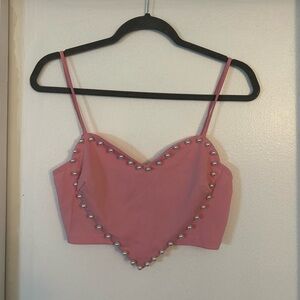 Pink Heart Studded Women's Top